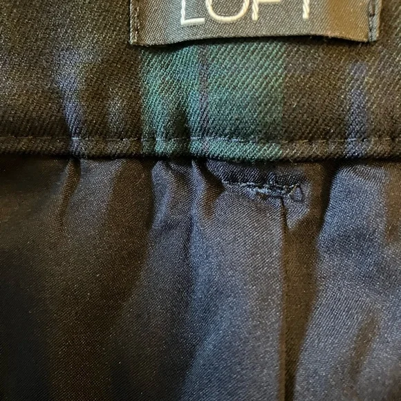 LOFT Green & Navy Plaid Cropped Pants - Picture 2 of 5